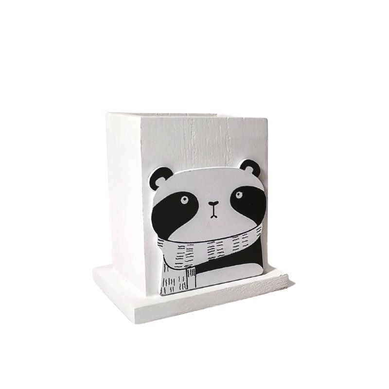 Pot à crayons en bois Panda 10x8x10.8cm - Silumen