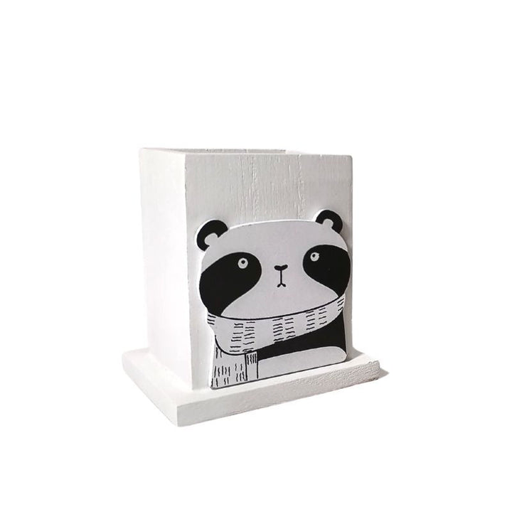 Pot à crayons en bois Panda 10x8x10.8cm - Silumen