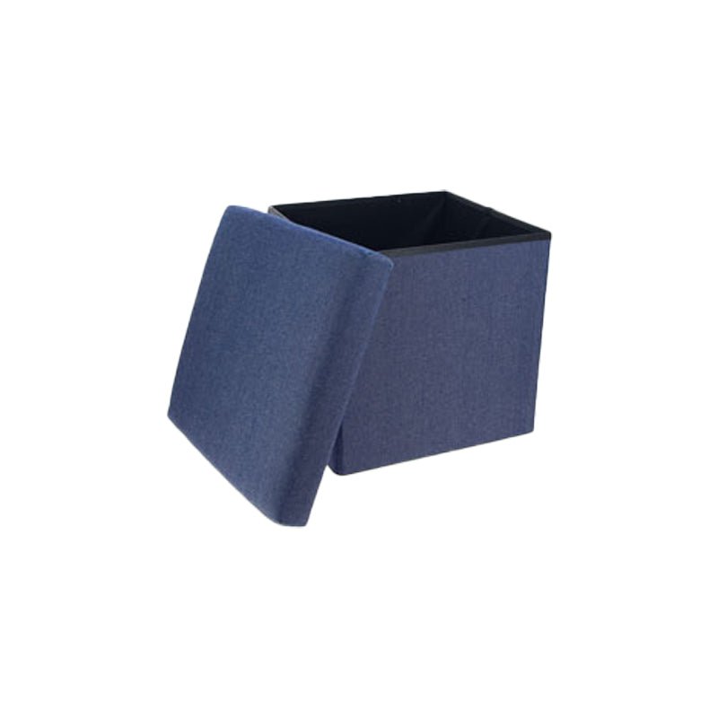 Pouf Rangement Carré en Jean - Bleu - Silumen