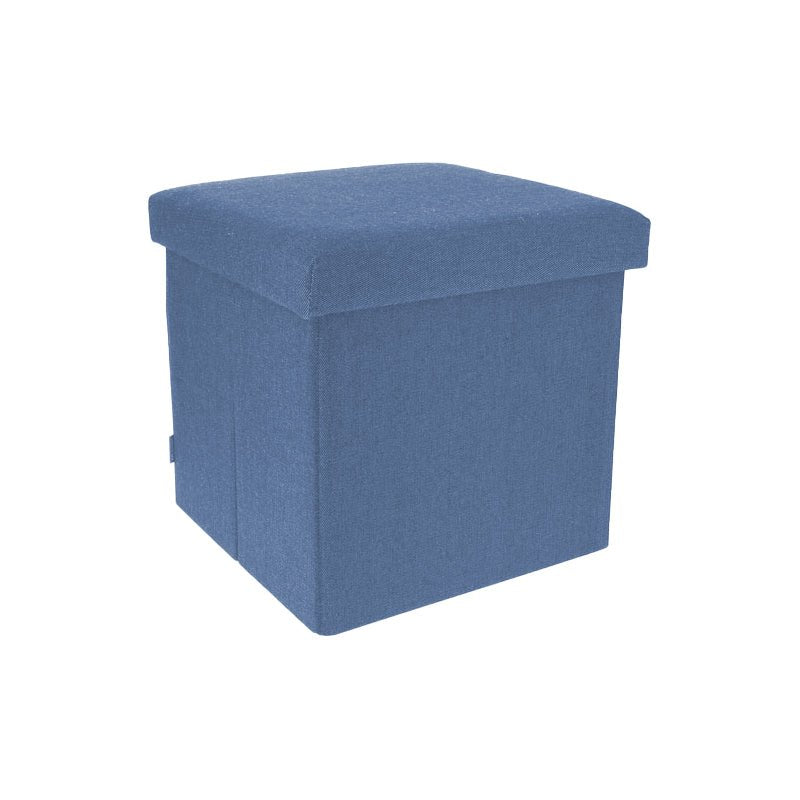Pouf Rangement Carré en Jean - Bleu - Silumen