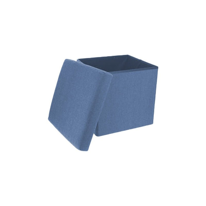 Pouf Rangement Carré en Jean - Bleu - Silumen