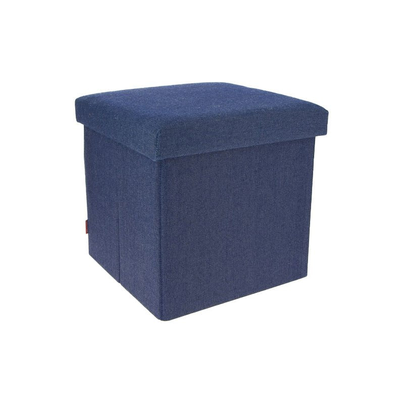 Pouf Rangement Carré en Jean - Bleu - Silumen