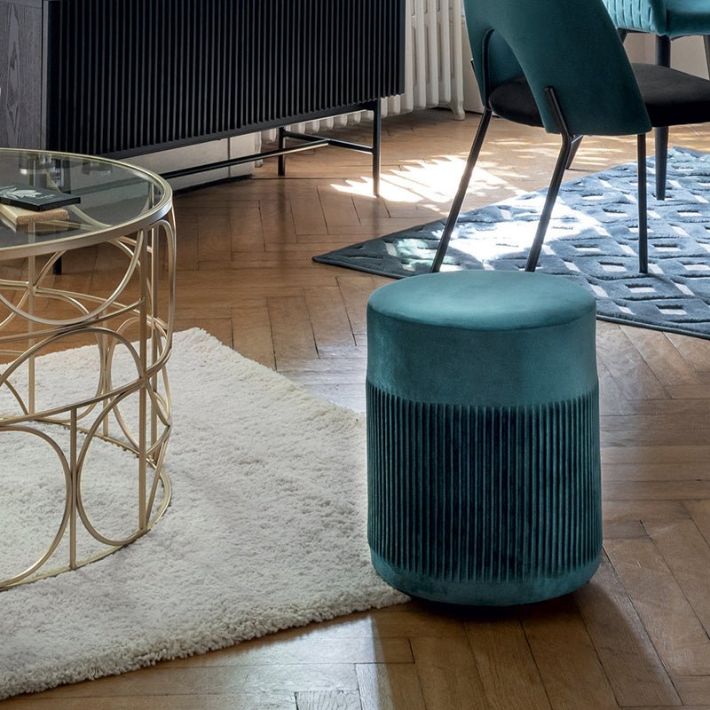 Pouf Rond en Velours 38 cm - Silumen