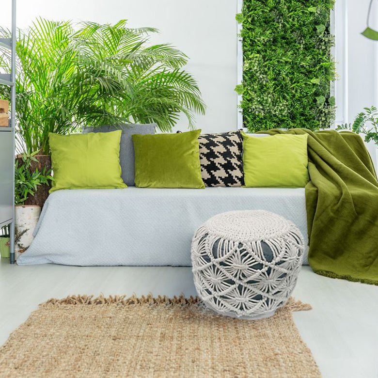 Pouf Rond Tressé en Macramé 40 x 40 x 30 cm - Silumen