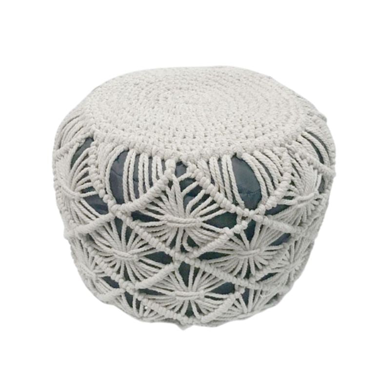 Pouf Rond Tressé en Macramé 40 x 40 x 30 cm - Silumen