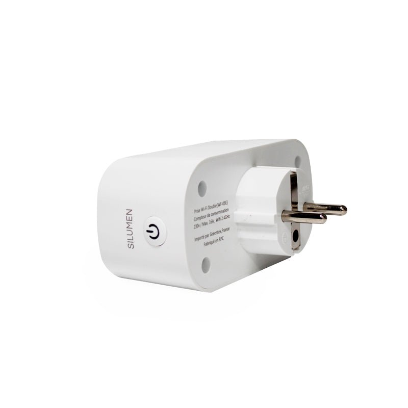 Prise Connectée Wi-Fi Double 16A avec Timer et Compteur de Consommation - Silumen