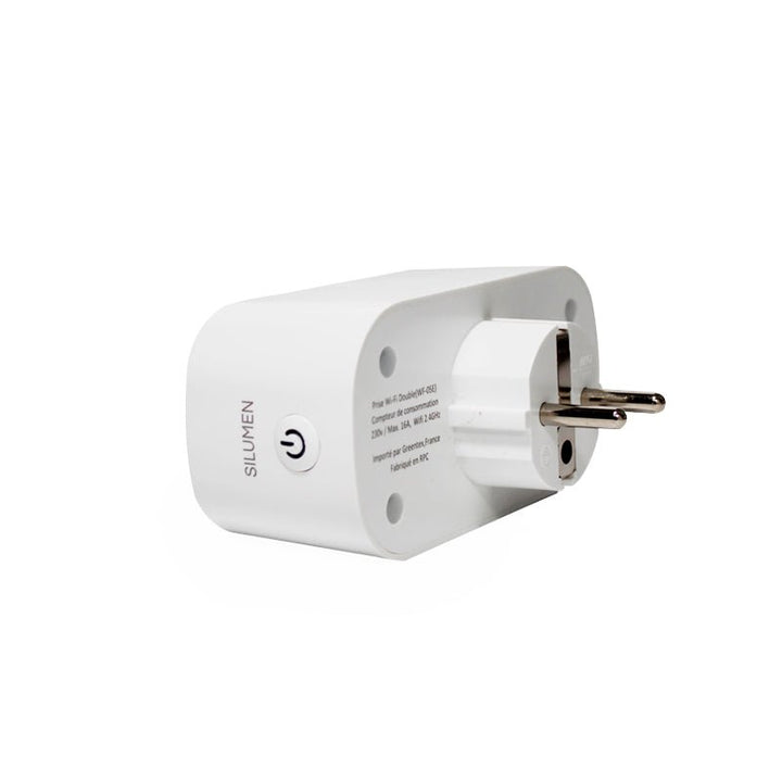 Prise Connectée Wi-Fi Double 16A avec Timer et Compteur de Consommation - Silumen