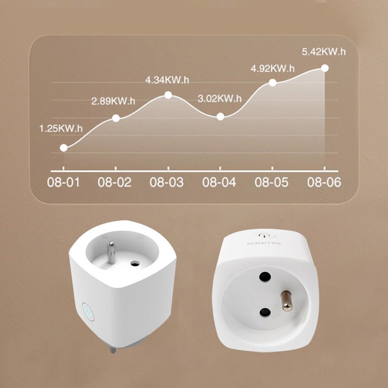 Prise Connectée Wi-Fi Simple 16A avec Timer et Compteur de Consommation - Silumen