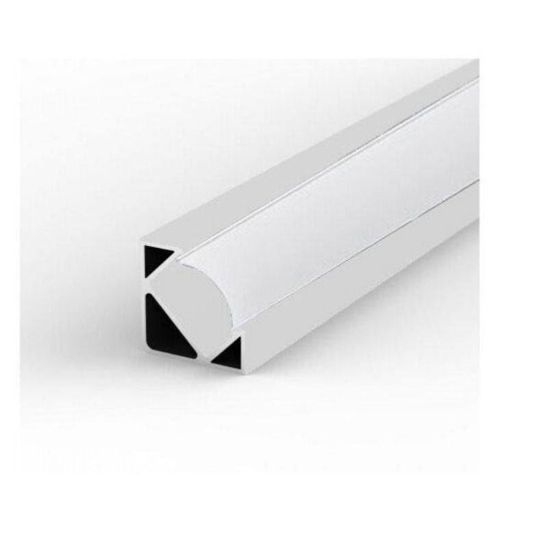 Profilé Aluminium Angle 2m pour Ruban LED Couvercle Blanc Opaque - Silumen