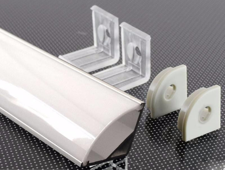 Profilé Aluminium Angle pour Bandeau LED Couvercle Blanc Opaque - Silumen