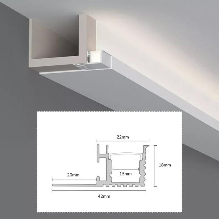 Profilé Aluminium Blanc 2m pour Ruban LED Intégration Faux-Plafond - Silumen