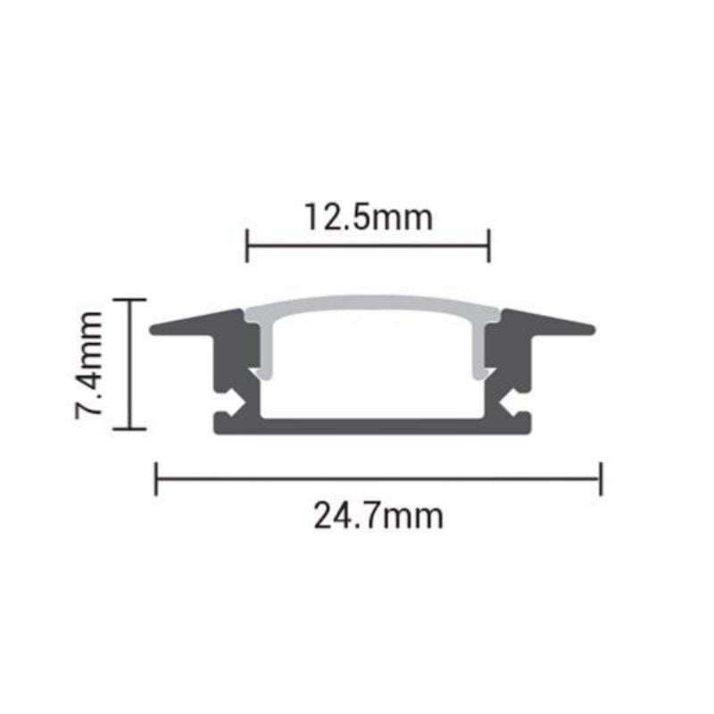 Profilé Aluminium encastrable 2m Blanc avec Couvercle Blanc Opaque - Silumen