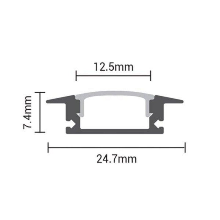 Profilé Aluminium encastrable 2m Blanc avec Couvercle Blanc Opaque - Silumen