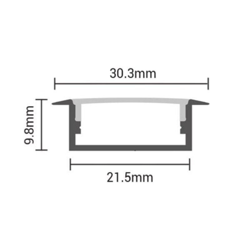 Profilé Aluminium Large Encastrable 2m pour Ruban LED - Cache Opaque Blanc - Silumen