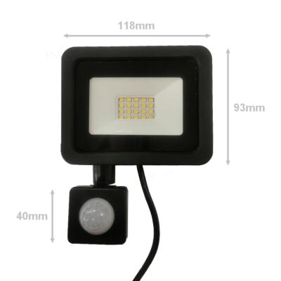 Projecteur LED Extérieur 20W IP65 NOIR avec Détecteur de Mouvement Crépusculaire - Silumen