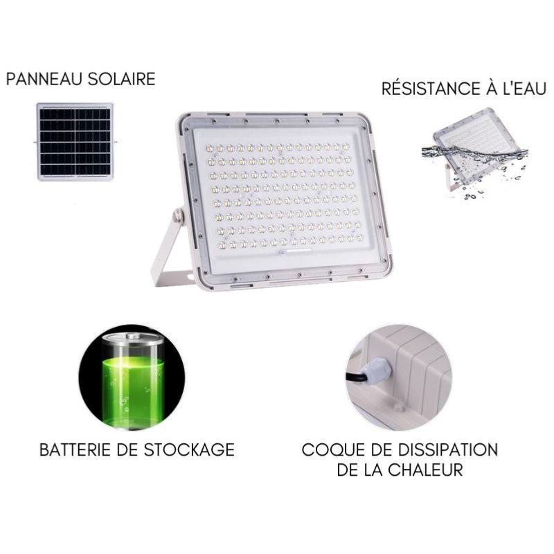 Projecteur Solaire LED 100W IP65 (Panneau Solaire + Télécommande Inclus) - Silumen