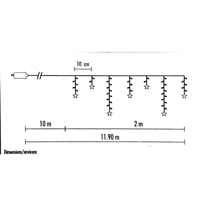 Rideau lumineux 100LED IP44 2x0.7M - câble transparent, BLANC FROID - Silumen