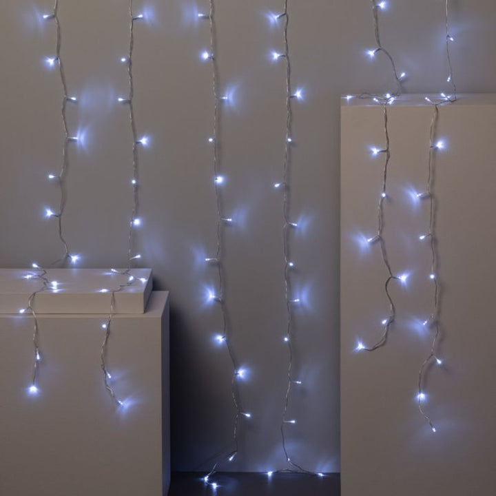 Rideau lumineux 600LED IP44 10M 8modes avec timer - câble transparent, MULTICouleur - Silumen