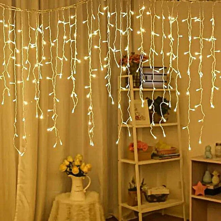 Rideau lumineux de porte 180LED IP44 90x180cm, 8 modes + timer - câble transparent, BLANC CHAUD - Silumen