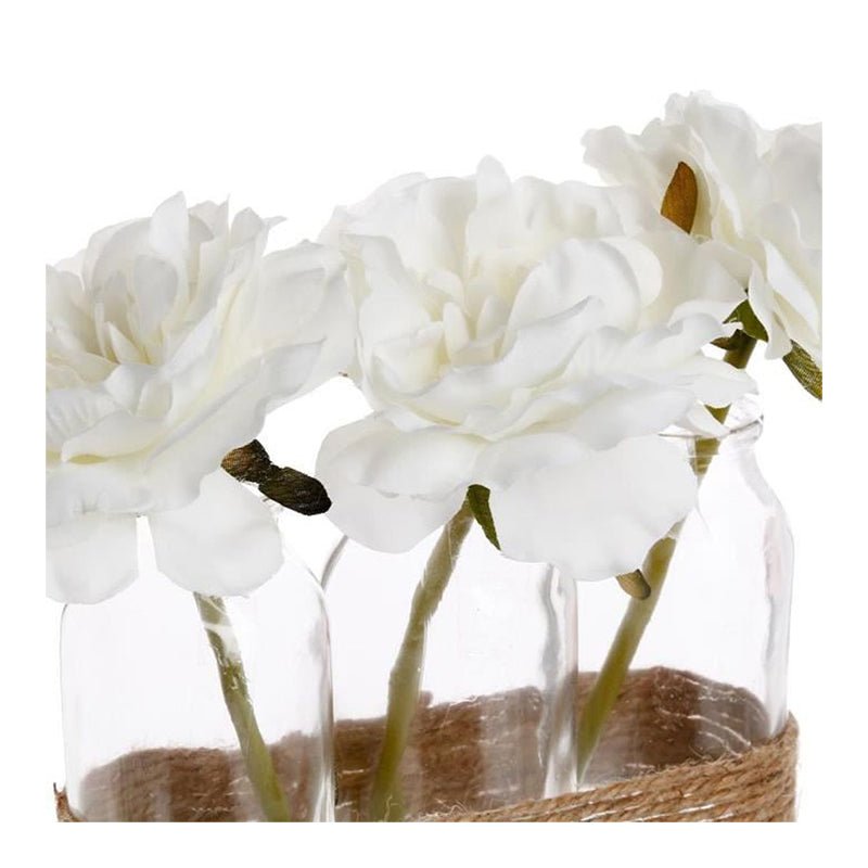 Roses Artificielles 23cm Vase en Verre - Silumen