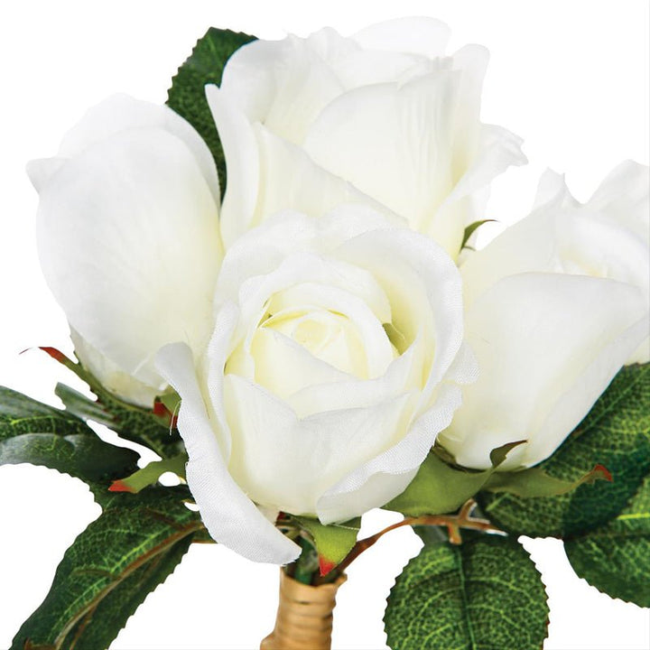 Roses Artificielles Blanches 31cm Bouquet de 7 - Silumen