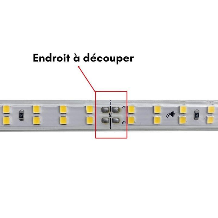 Ruban LED 220V Fin Recoupable 50M Double Rangée 9W/m IP65 2835 180LED/m - Silumen