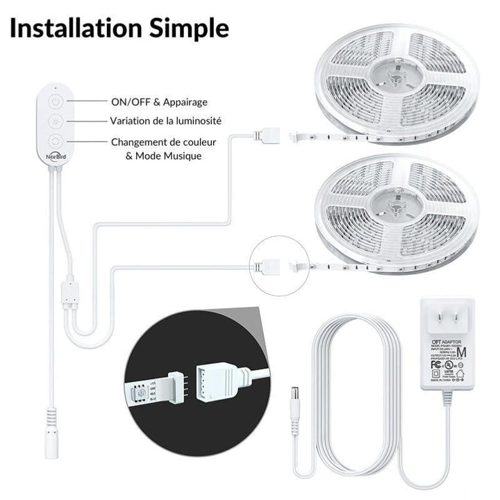 Ruban LED Connecté WiFi RGB 12V 2x5M 30LED/m - Silumen