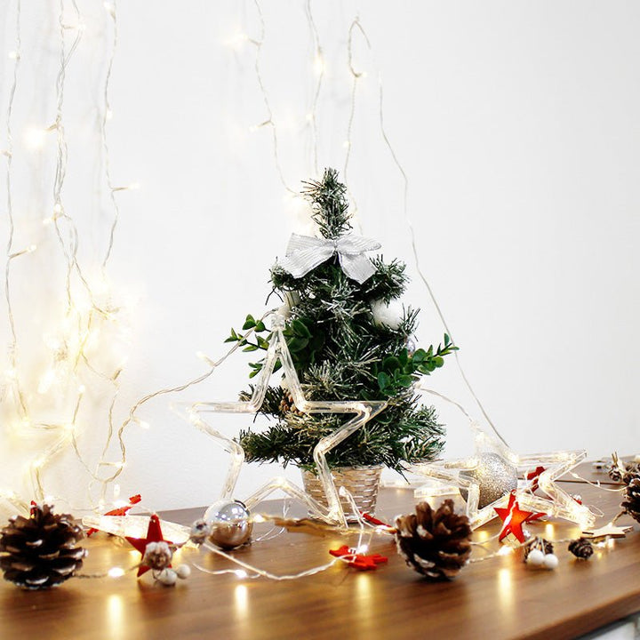 Sapin de Noël Décoré 30cm avec Fleur de Noël - Silumen