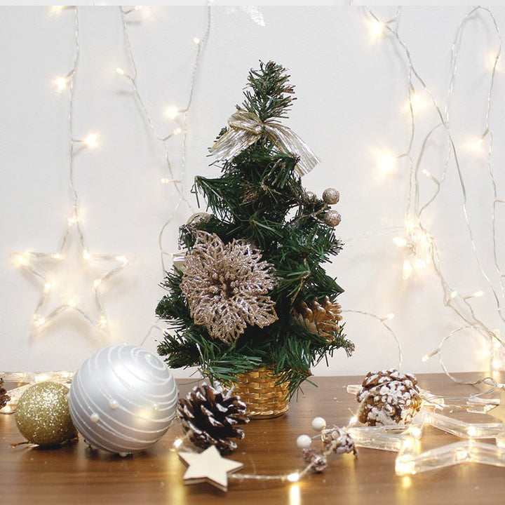 Sapin de Noël Décoré 30cm avec Fleur de Noël - Silumen
