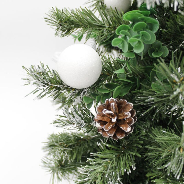 Sapin de Noël Décoré 30cm avec Fleur de Noël - Silumen