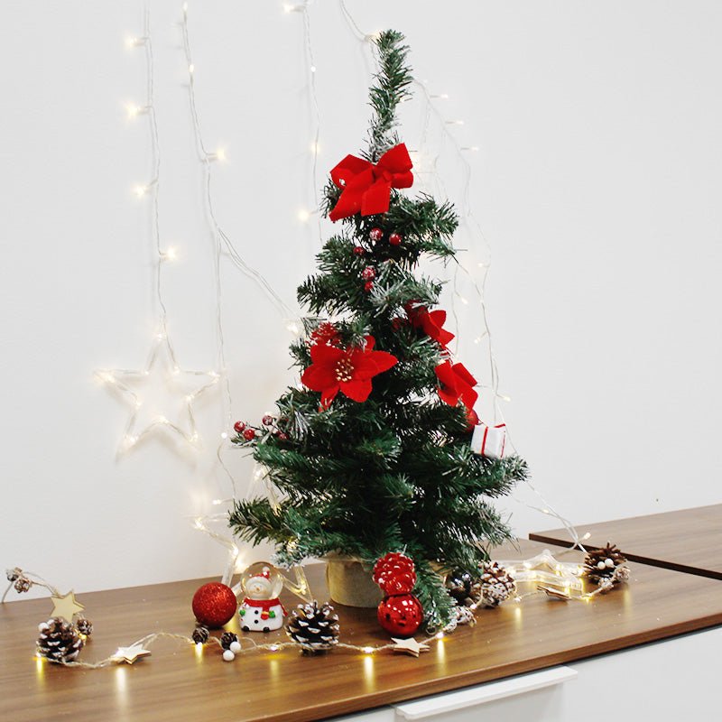 Sapin de Noël Décoré 60cm avec Fleur de Noël - Silumen