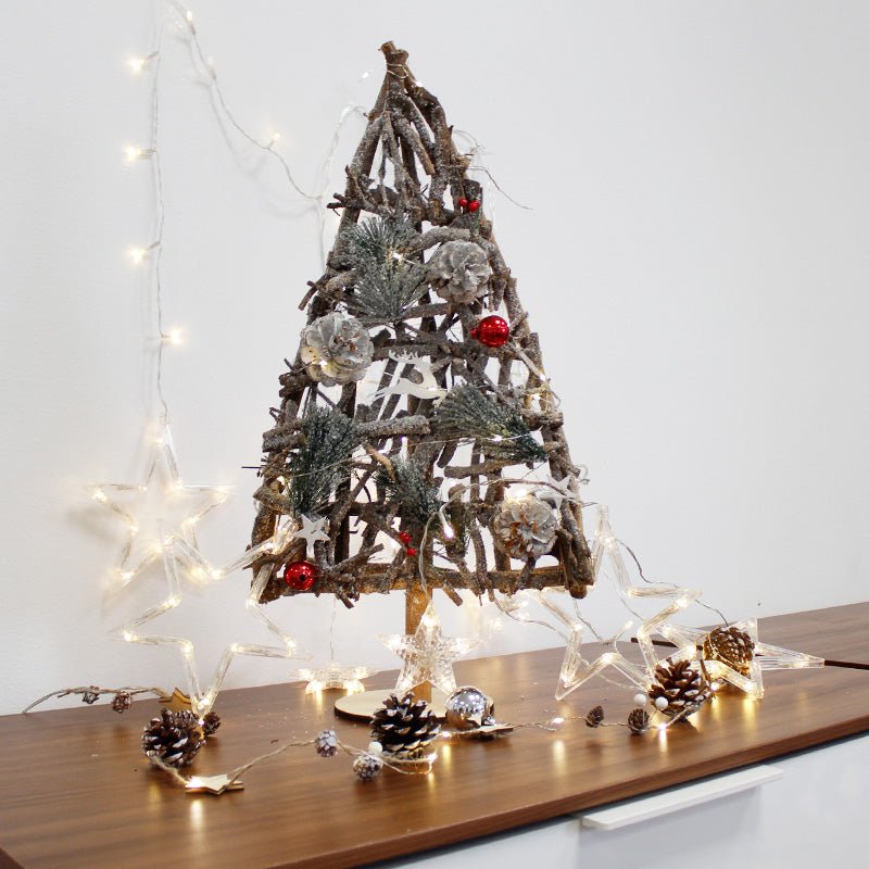 Sapin en Bois Décoratif 20LED H.61cm (piles incluses) - Silumen