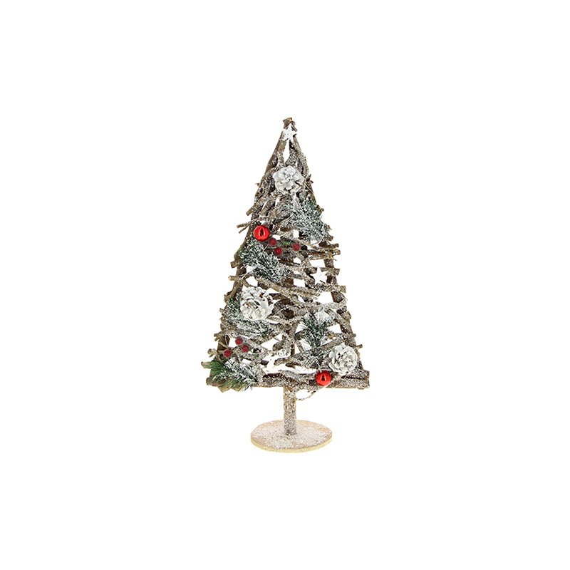 Sapin en Bois Décoratif 20LED H.61cm (piles incluses) - Silumen