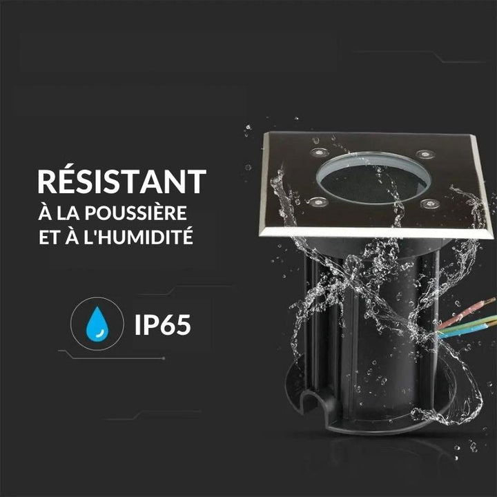 Spot LED Extérieur Encastrable Carré IP65 pour Ampoule GU10 - Silumen