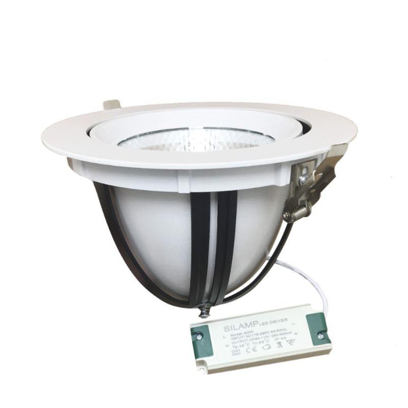 Spot LED Rond Encastrable Orientable COB Blanc 30W - Silumen