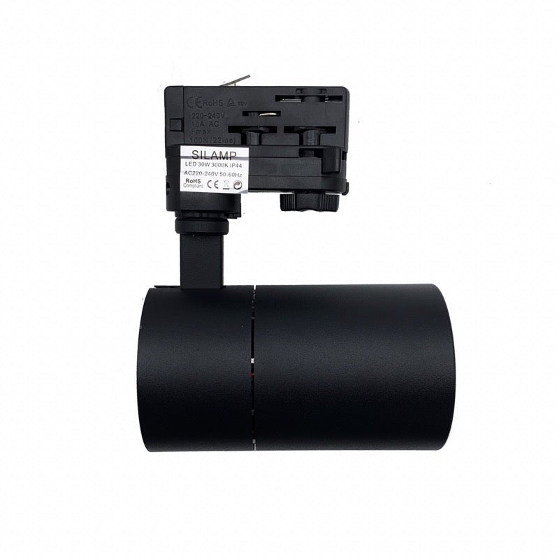 Spot LED sur Rail 30W 80° Compact Triphasé NOIR - Silumen
