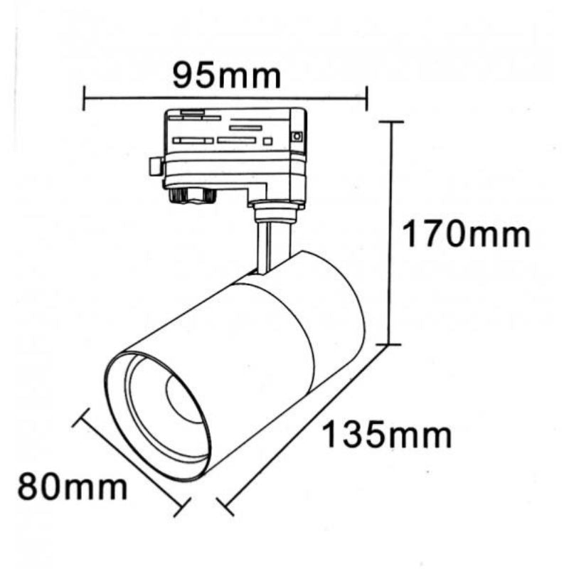Spot LED sur Rail 30W 80° Triphasé Blanc - Silumen