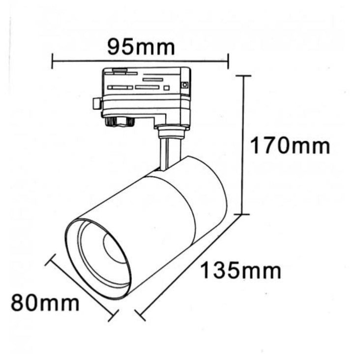Spot LED sur Rail 30W 80° Triphasé Blanc - Silumen