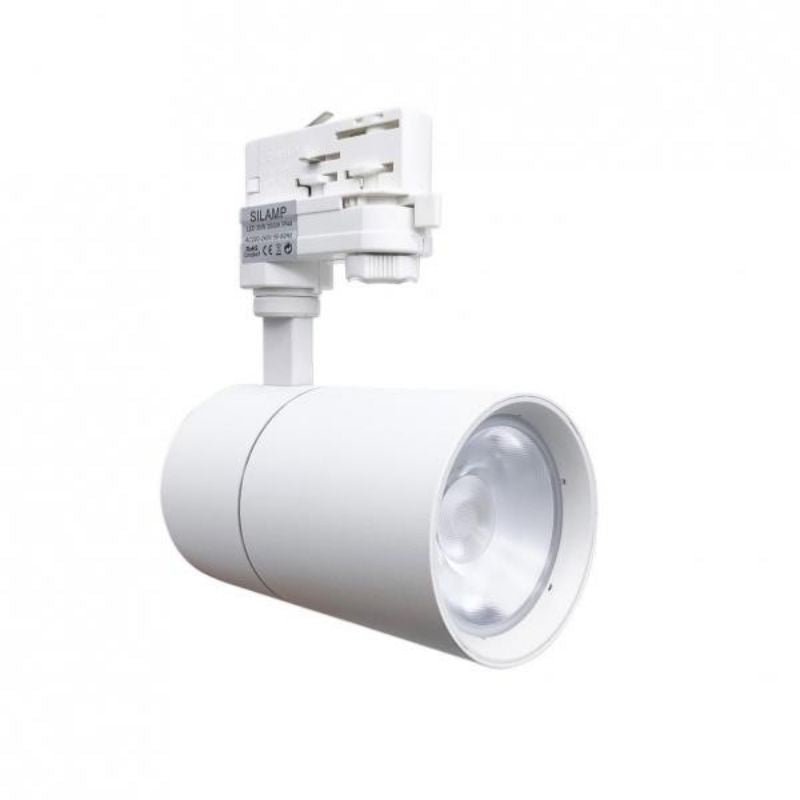 Spot LED sur Rail 30W 80° Triphasé Blanc - Silumen