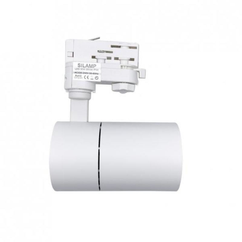 Spot LED sur Rail 30W 80° Triphasé Blanc - Silumen