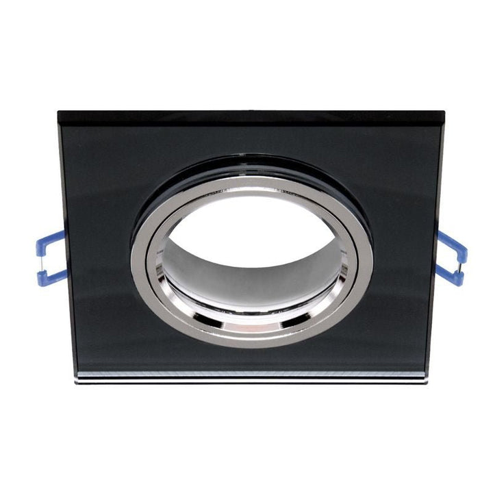Support Spot Encastrable GU10/MR16 Orientable Carré Verre et Noir - Silumen