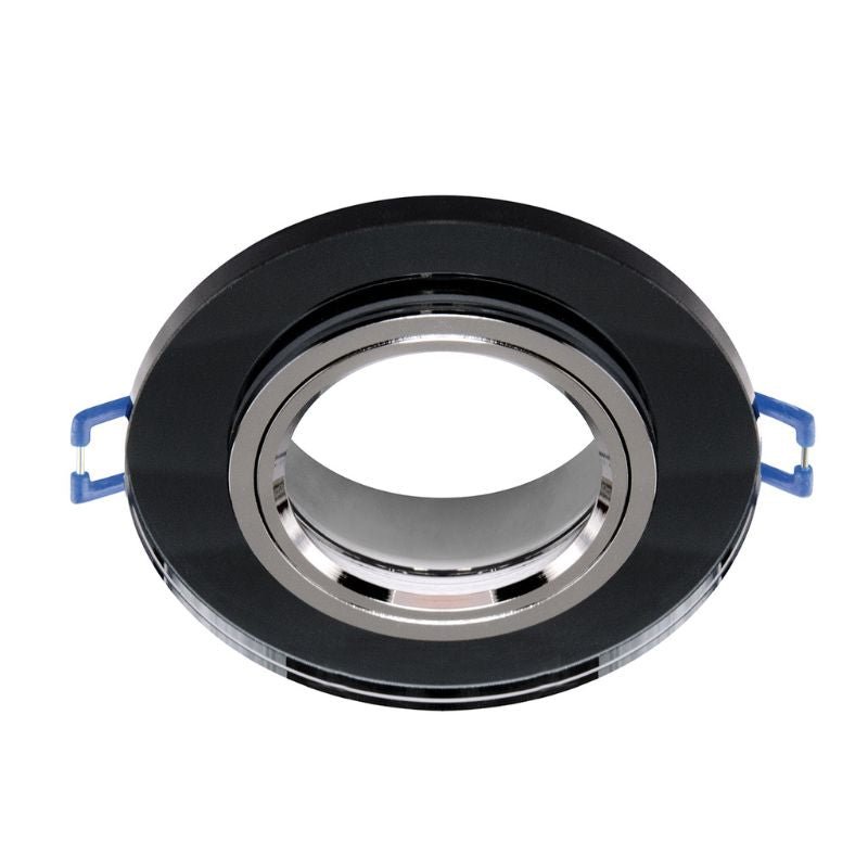 Support Spot Encastrable GU10/MR16 Orientable Rond Verre et Noir - Silumen