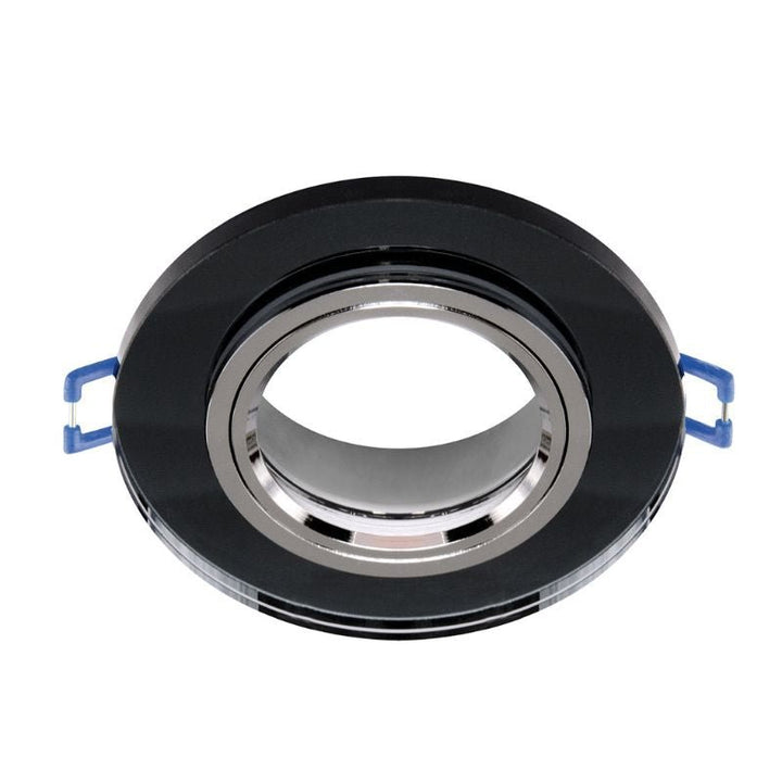Support Spot Encastrable GU10/MR16 Orientable Rond Verre et Noir - Silumen