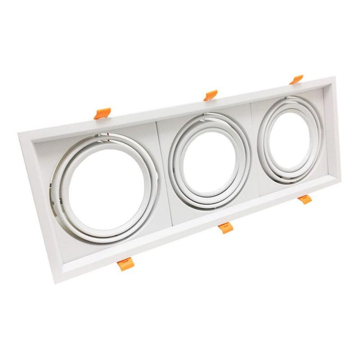Support Triple Orientable BLANC Encastrable pour Ampoule AR111 - Silumen