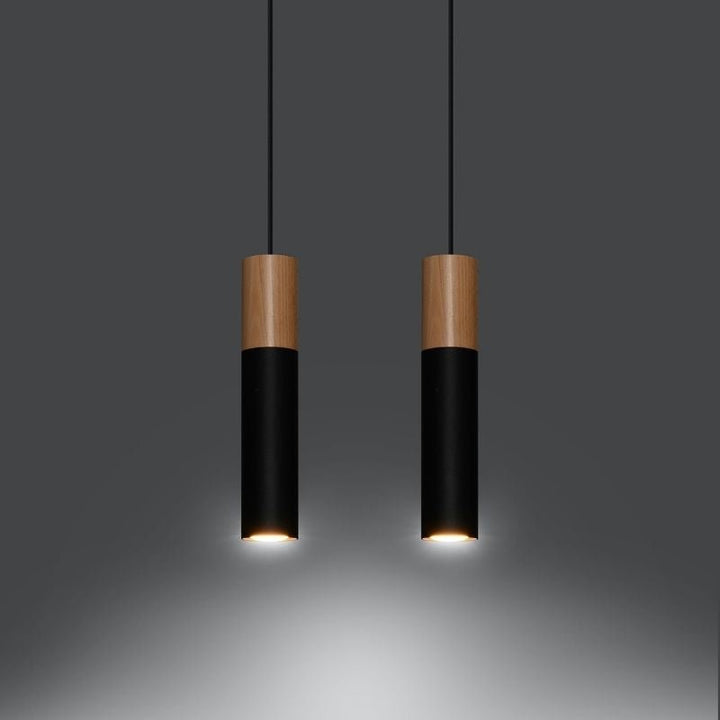 Suspension 2 Lampes Bois pour Ampoule GU10 - Silumen