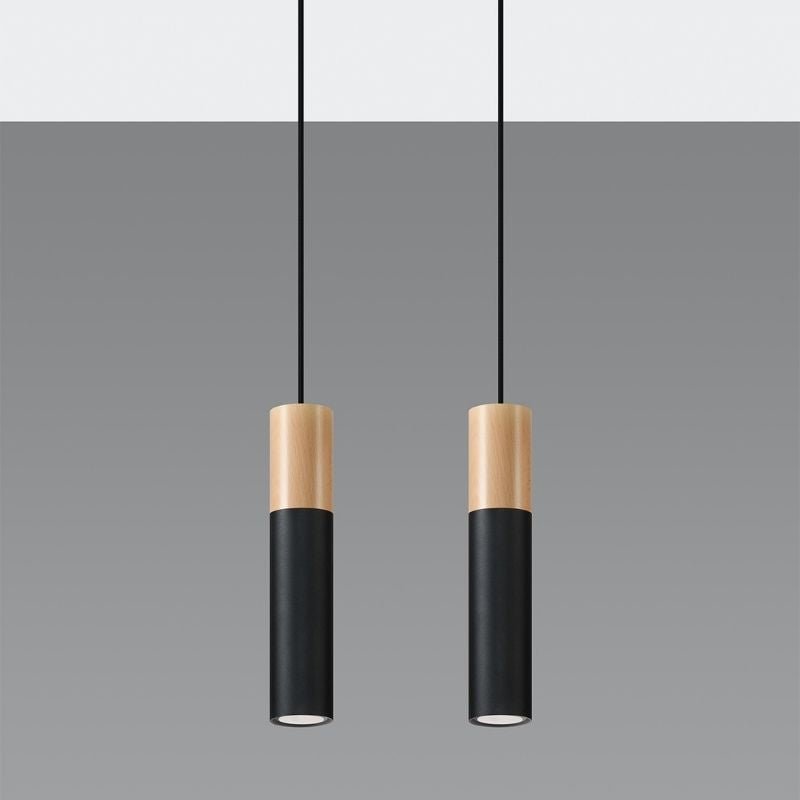 Suspension 2 Lampes Bois pour Ampoule GU10 - Silumen