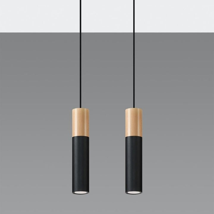 Suspension 2 Lampes Bois pour Ampoule GU10 - Silumen