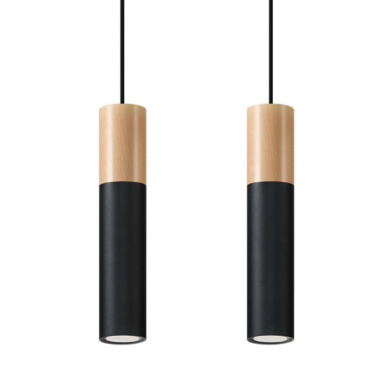 Suspension 2 Lampes Bois pour Ampoule GU10 - Silumen