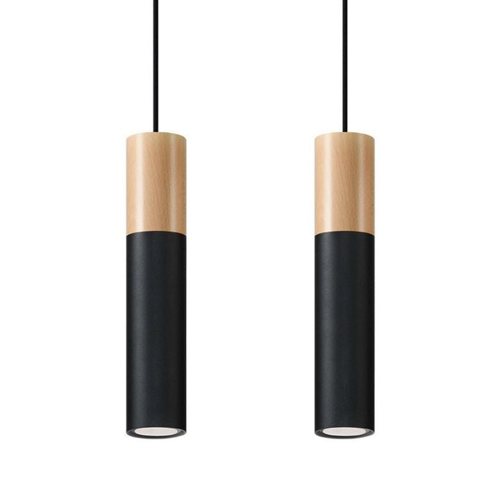 Suspension 2 Lampes Bois pour Ampoule GU10 - Silumen