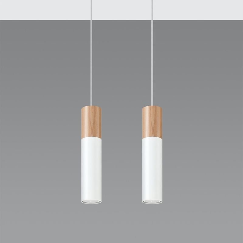 Suspension 2 Lampes Bois pour Ampoule GU10 - Silumen